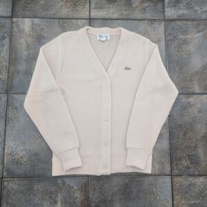 Vintage 70s Izod Lacoste Haymaker Men's Small 36 Beige Grandpa Cardigan Sweater